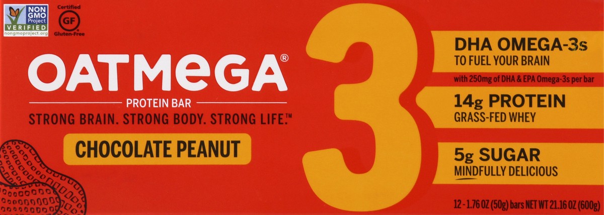 slide 1 of 13, Oatmega Chocolate Peanut Protein Bar 12 ea, 12 ct