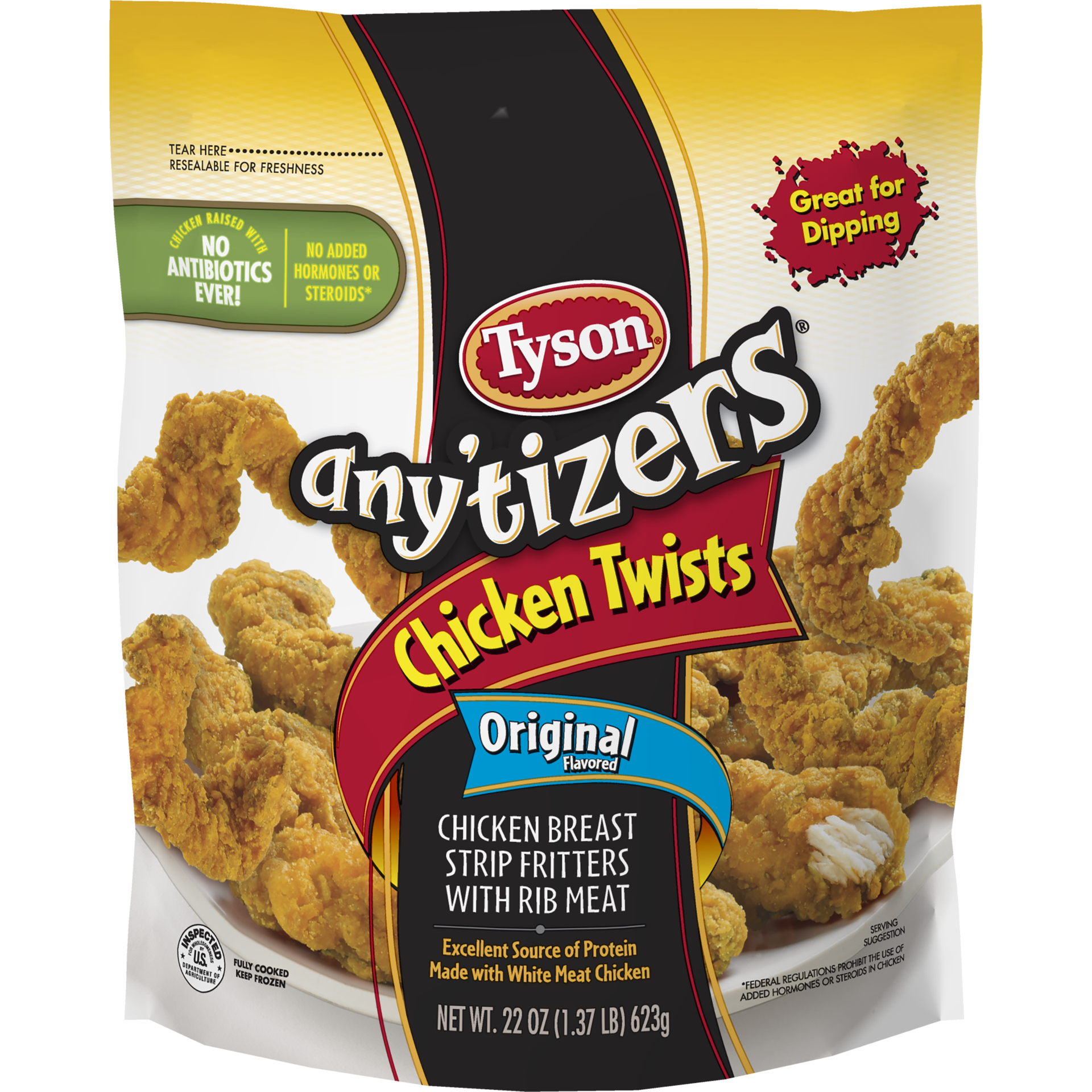 slide 1 of 8, TYSON ANYTIZERS NAE Fully Cooked Original Flavored Chicken Twists, 22 oz