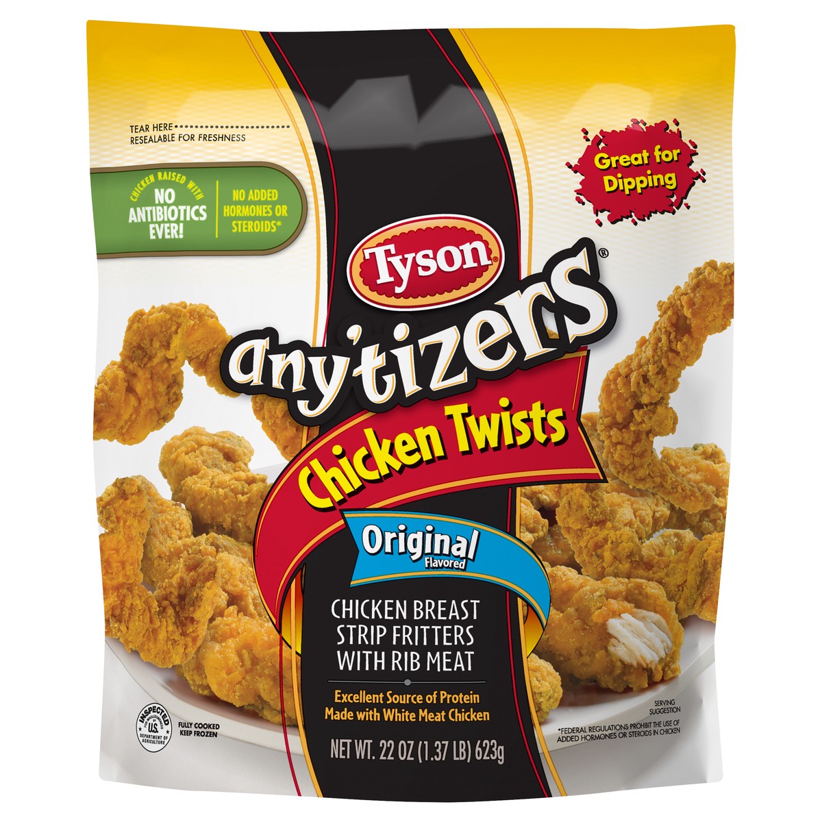 slide 4 of 8, TYSON ANYTIZERS NAE Fully Cooked Original Flavored Chicken Twists, 22 oz