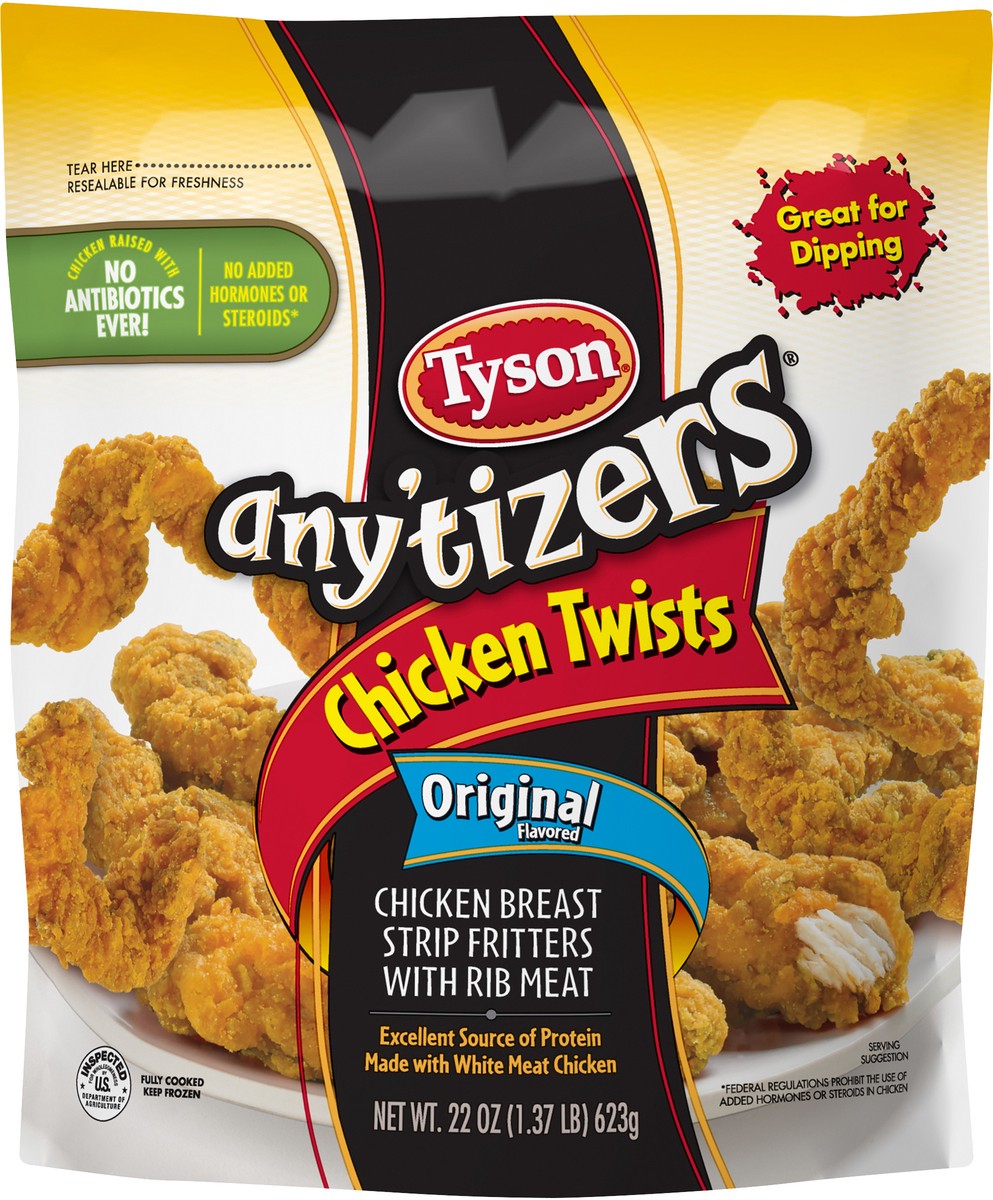 slide 8 of 8, TYSON ANYTIZERS NAE Fully Cooked Original Flavored Chicken Twists, 22 oz