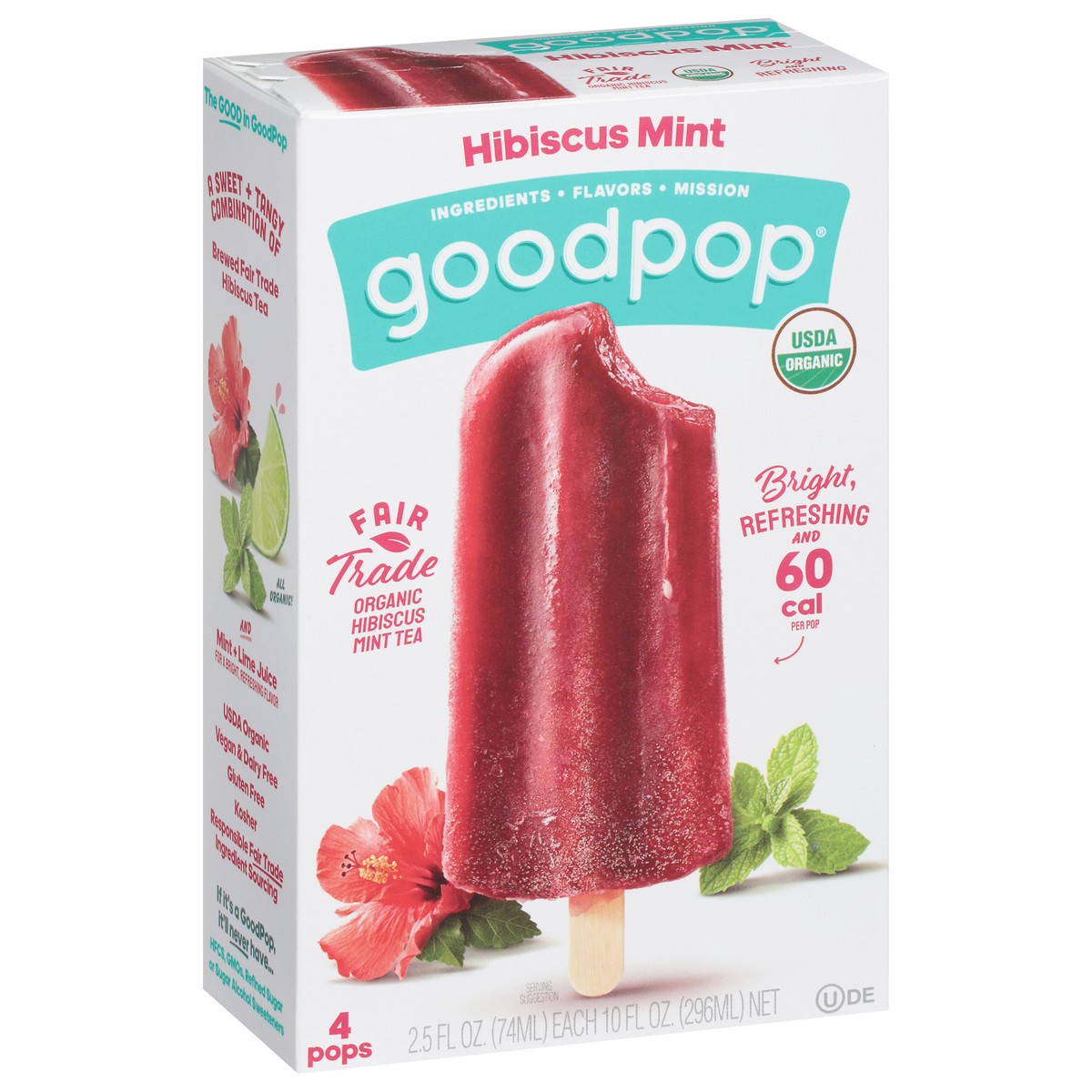 slide 3 of 9, GoodPop Hibiscus Mint Organic Frozen Fruit Bars, 4 Ct, 4 ct; 2.5 fl oz