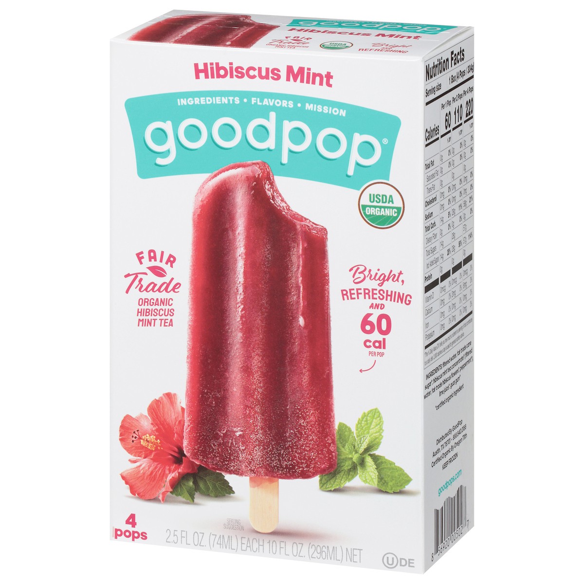 slide 9 of 9, GoodPop Hibiscus Mint Organic Frozen Fruit Bars, 4 Ct, 4 ct; 2.5 fl oz