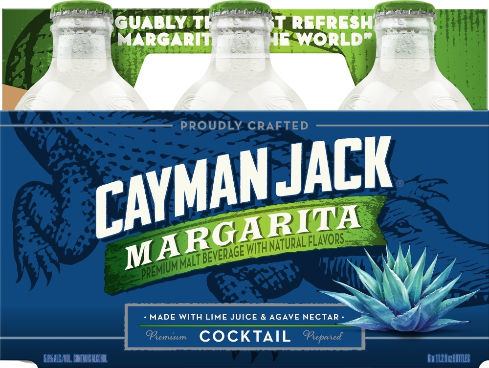 slide 1 of 2, Cayman Jack Margarita Malt Beverage Bottles, 6 ct; 11.2  fl oz