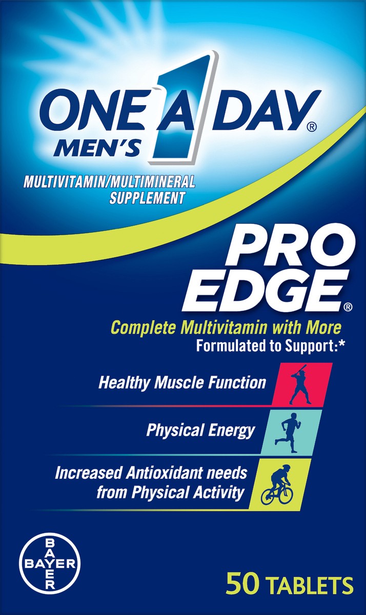 slide 5 of 7, One A Day Pro Edge Men's Multivitamin/Multimineral Supplement Tablets 50 ea Bottle, 50 ct