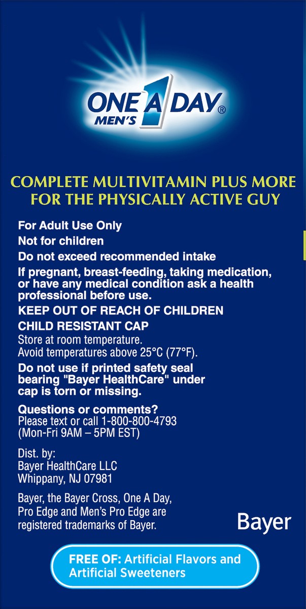 slide 2 of 7, One A Day Pro Edge Men's Multivitamin/Multimineral Supplement Tablets 50 ea Bottle, 50 ct