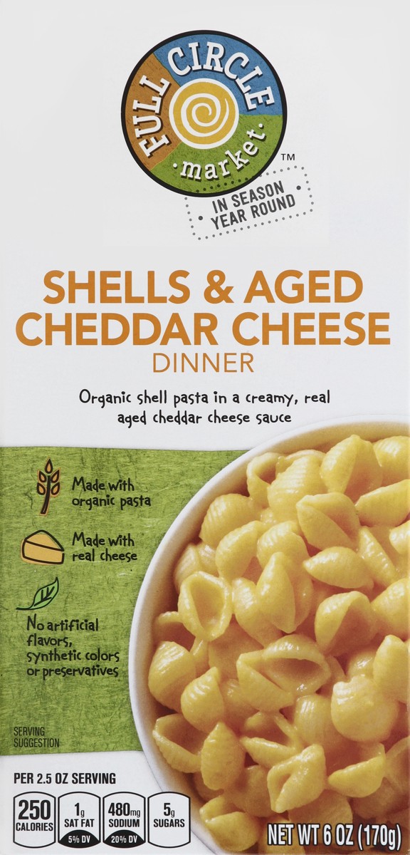 slide 5 of 6, Full Circle Market Shells & Aged Cheddar Cheese Dinner, 6 oz