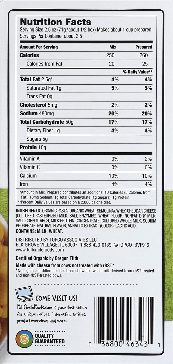 slide 6 of 6, Full Circle Market Shells & Aged Cheddar Cheese Dinner, 6 oz