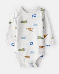 Carter's Baby Boy Football Print Long-Sleeve Bodysuit - Grey Heather NB