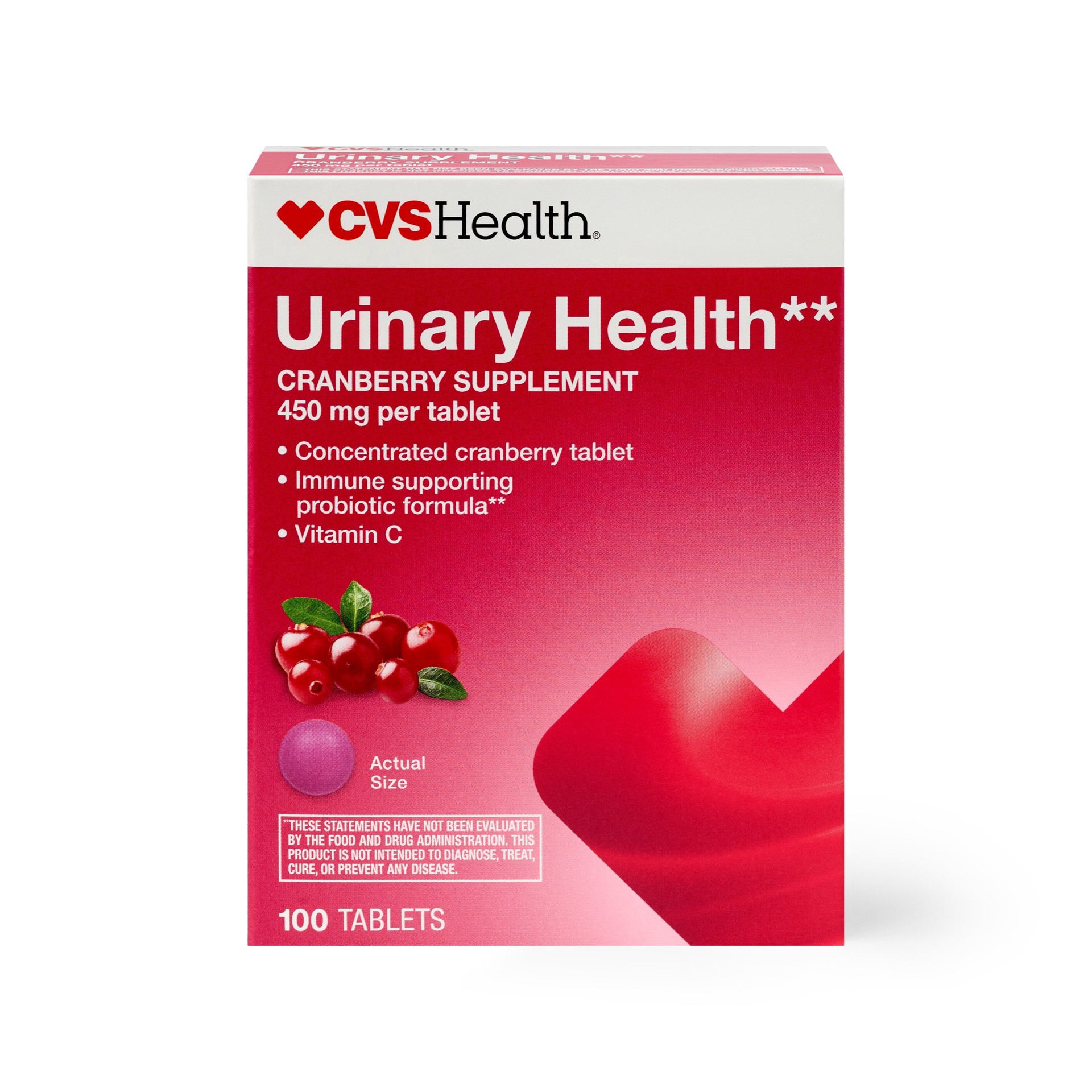 slide 1 of 1, CVS Health Urinary Health Cranberry Supplement 450 Mg Tablet, 100 Ct, 100 ct