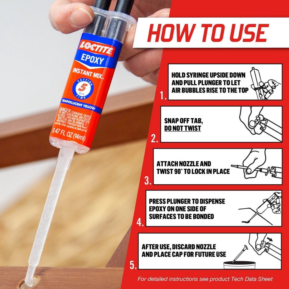 slide 5 of 5, Loctite Epoxy Instant Mix 5-Minute Glue, 1 ct