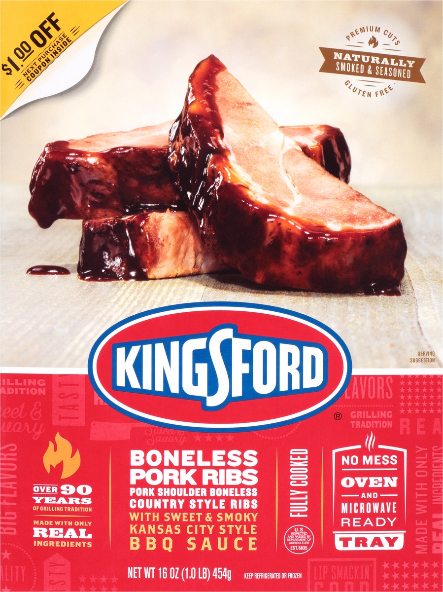 slide 2 of 3, Kingsford Boneless Pork Ribs 16 oz. Tray, 16 oz