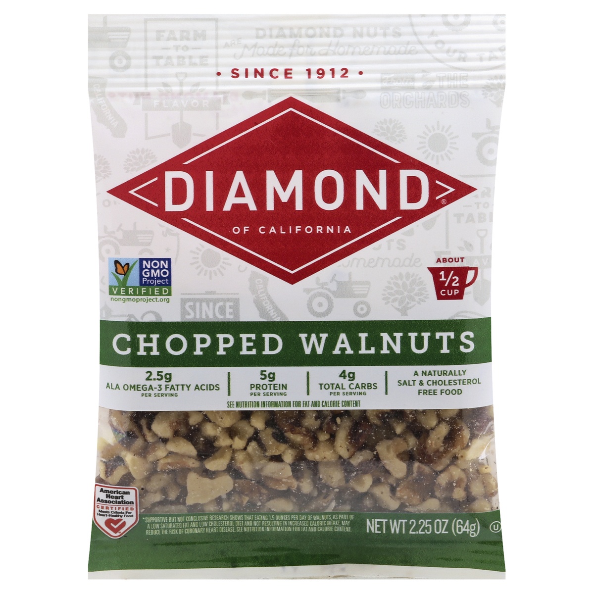 slide 1 of 9, Diamond Chopped Walnuts, 