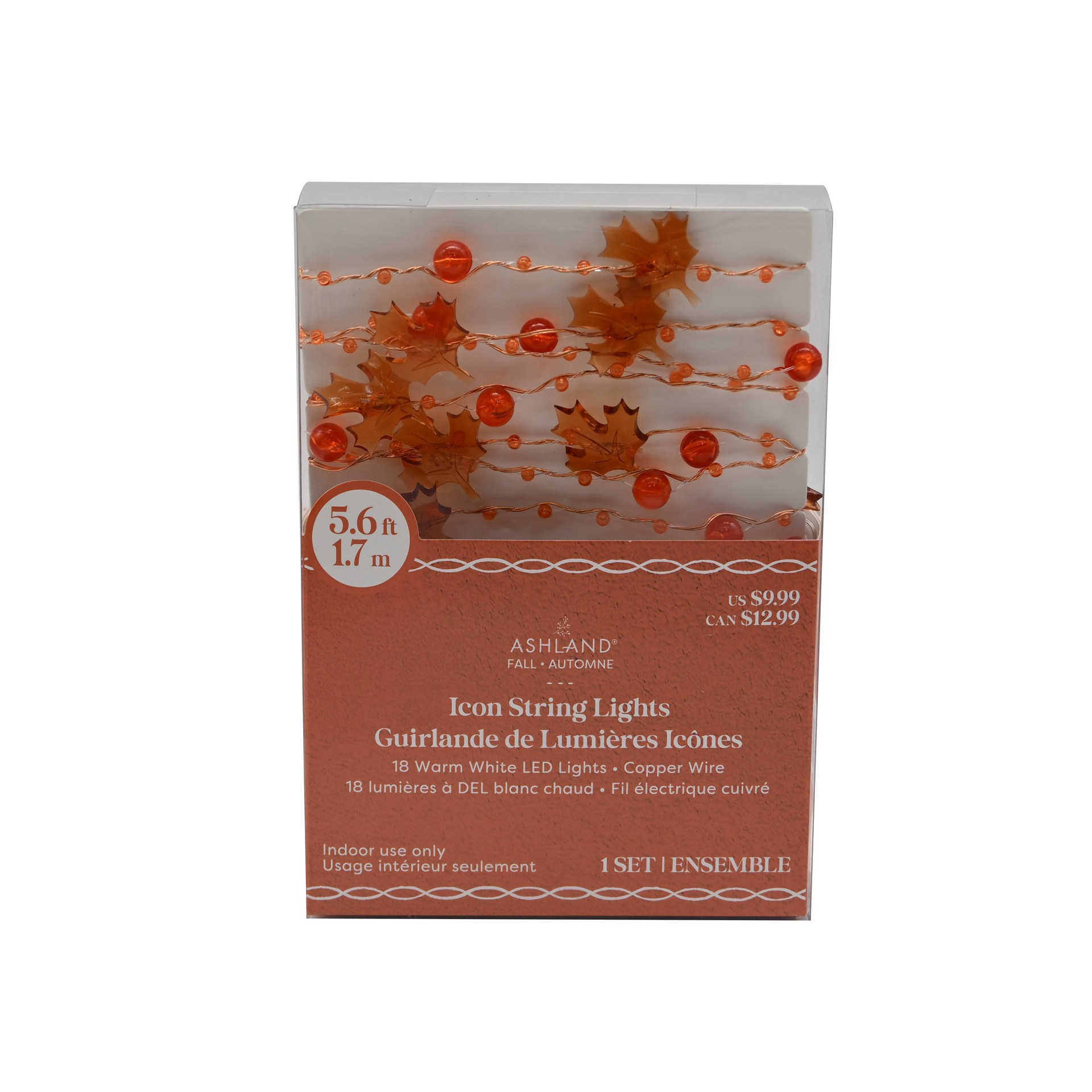 slide 4 of 4, 18ct. Warm White Led Leaf Icon & Beads String Lights By Ashland, 18 ct