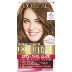 L'Oréal Excellence Triple Protection Permanent Hair Color - 6.3 fl oz - 6G Light Golden Brown - 1 kit