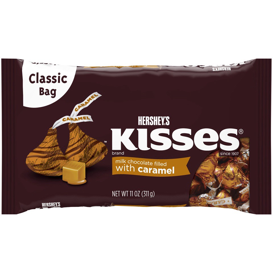 slide 1 of 18, Hershey's Kisses Milk Chocolate Filled With Caramel, 11 oz