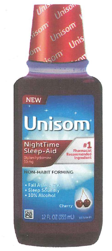slide 1 of 1, Unisom Nighttime Sleep-Aid Liquid Cherry Flavored, 12 oz