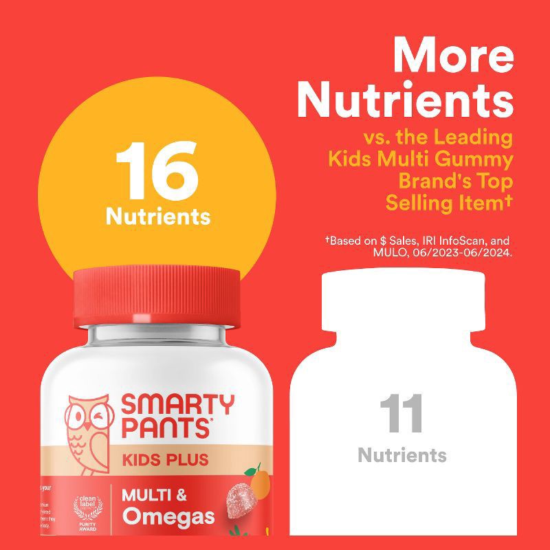 slide 2 of 14, SmartyPants Kids Plus Lemon, Orange, and Strawberry Banana Multi & Omegas 60 Gummies, 60 ct