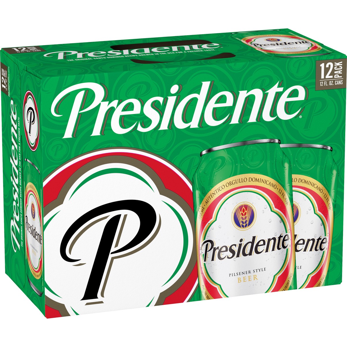 slide 1 of 3, Presidente Beer 12 Pack, 12 fl oz Cans, 144 fl oz
