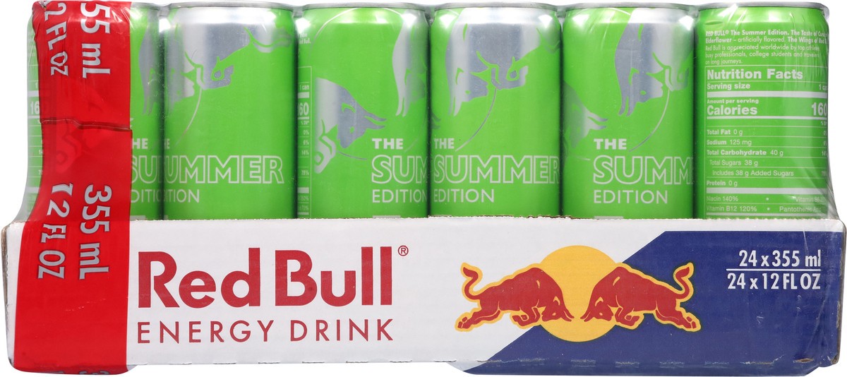 slide 3 of 10, Red Bull Green Edition Energy Drink, Curuba Elderflower, 12 fl. oz., Case of 24 cans, with 114mg Caffeine, Taurine & B Vitamins, 24 ct