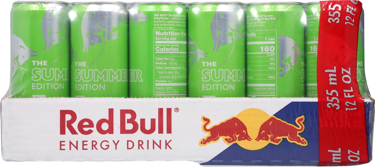 slide 10 of 10, Red Bull Green Edition Energy Drink, Curuba Elderflower, 12 fl. oz., Case of 24 cans, with 114mg Caffeine, Taurine & B Vitamins, 24 ct