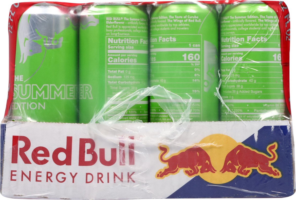 slide 9 of 10, Red Bull Green Edition Energy Drink, Curuba Elderflower, 12 fl. oz., Case of 24 cans, with 114mg Caffeine, Taurine & B Vitamins, 24 ct