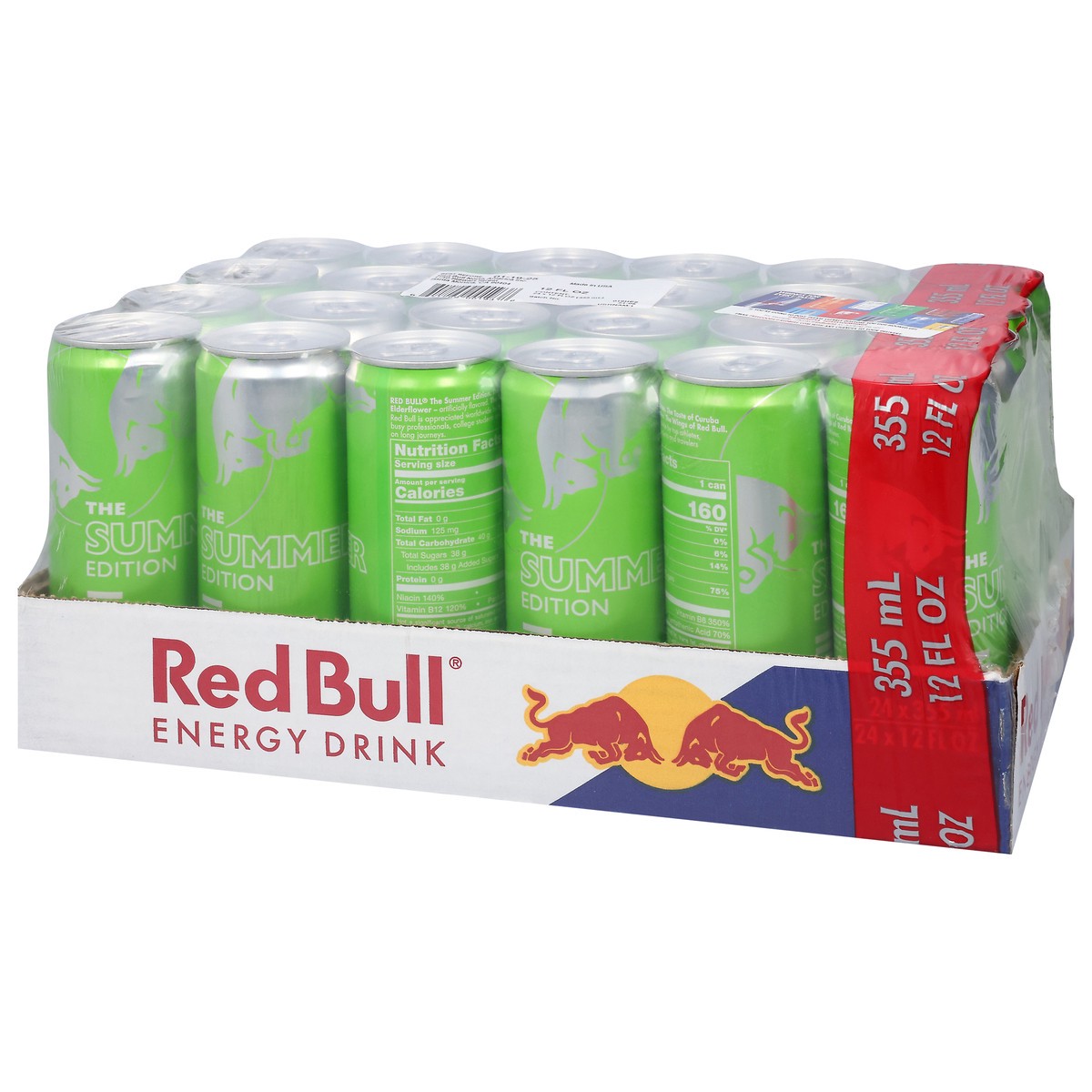 slide 4 of 10, Red Bull Green Edition Energy Drink, Curuba Elderflower, 12 fl. oz., Case of 24 cans, with 114mg Caffeine, Taurine & B Vitamins, 24 ct