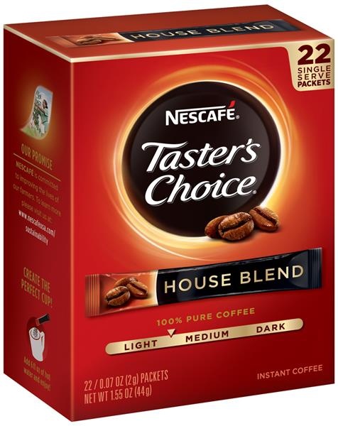 slide 1 of 1, Taster's Choice Instant Single Serve House Blend Coffee, 22 ct; 1.55 oz