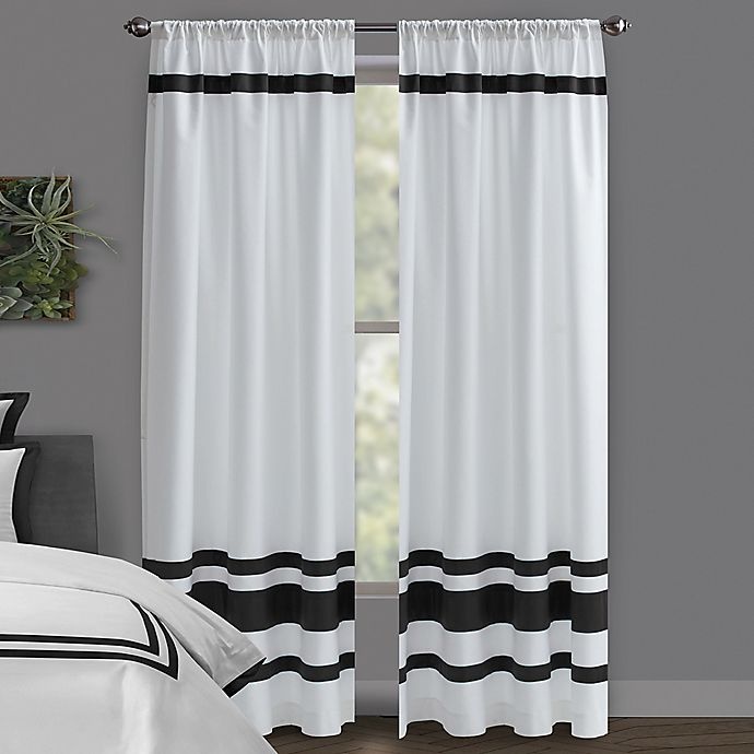 slide 1 of 1, Wamsutta Hotel Rod Pocket/BackTab 100% Blackout Window Curtain Panel - White/Black, 63 in