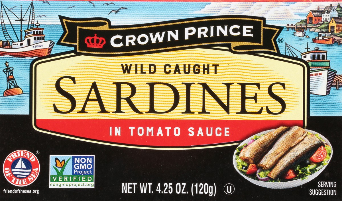 slide 12 of 13, Crown Prince In Tomato Sauce Wild Caught Sardines 4.25 oz Box, 4.25 oz