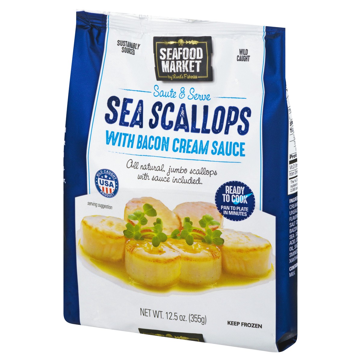 slide 4 of 13, Seafood Market Bacon Cream Sauce Sea Scallops 12.5 oz, 12.5 oz