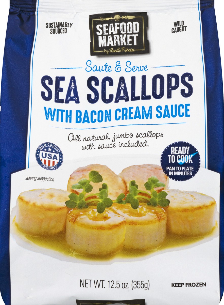 slide 1 of 13, Seafood Market Bacon Cream Sauce Sea Scallops 12.5 oz, 12.5 oz