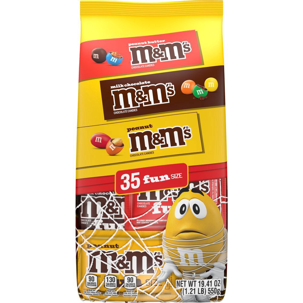 slide 1 of 1, M&M'S Assorted Chocolate Fun Size Halloween Candy, 35 ct