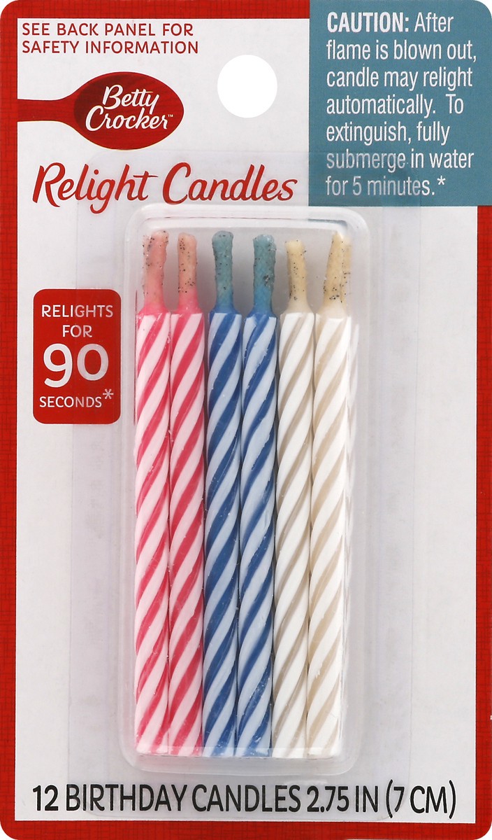 slide 1 of 9, Betty Crocker 2.75 Inch Relight Birthday Candles 12 ea, 12 ct