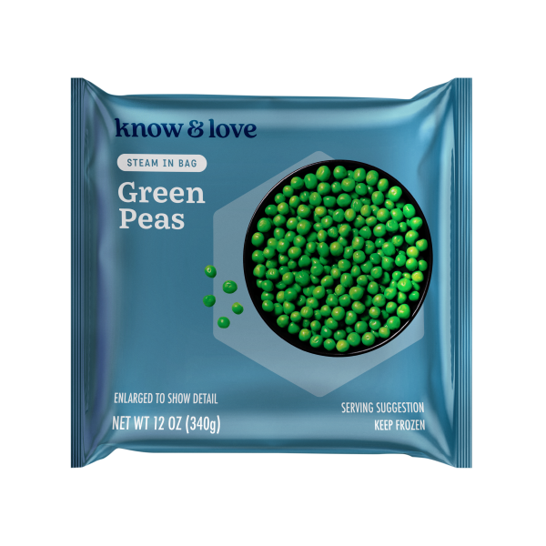 slide 1 of 1, know & love Steam Green Peas 12 Ounces, 12 oz
