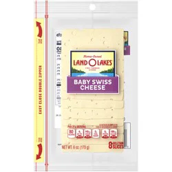 Land O'Lakes Baby Swiss Cheese, Packaged Sliced Cheese, 6 oz, 8 slices