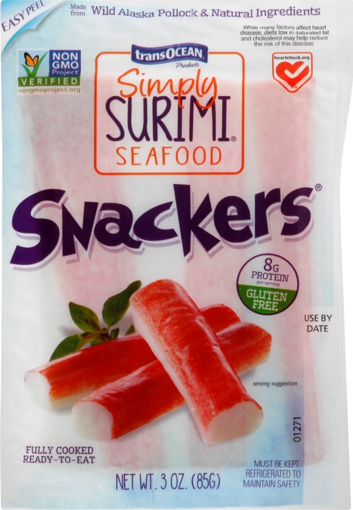 slide 1 of 1, Trans-Ocean Transocean Simply Surimi Seafood Snackers, 3 oz