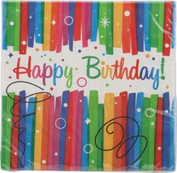 Unique Rainbow Ribbons Birthday 2 Ply Napkins 16 Count