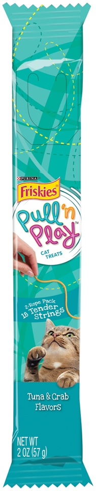 slide 1 of 3, Purina Friskies Pull N Play Cat Treats Tuna Crab, 2 oz