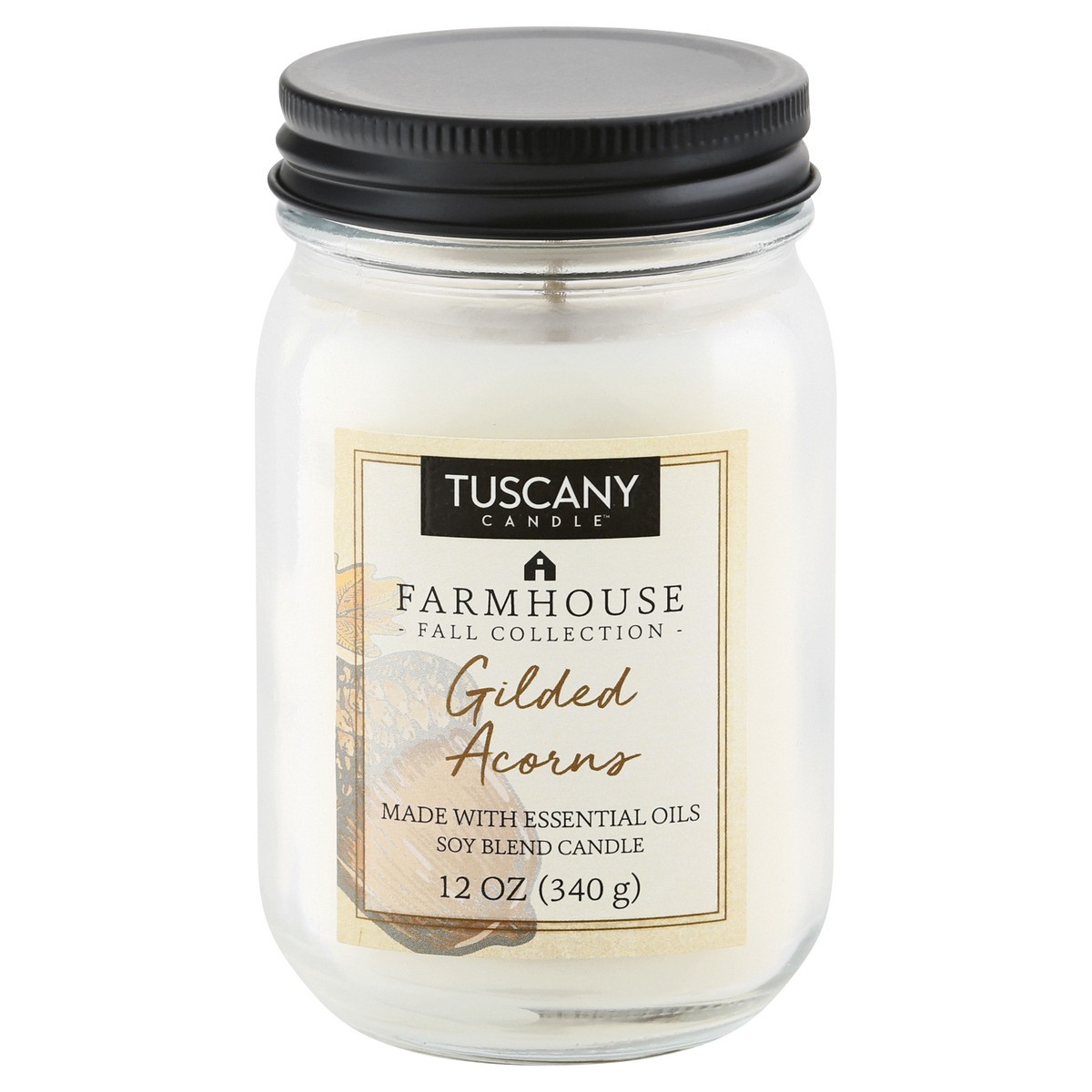 slide 1 of 7, Tuscany Candle Farmhouse Jar Candle Gild Acorn, 12 oz