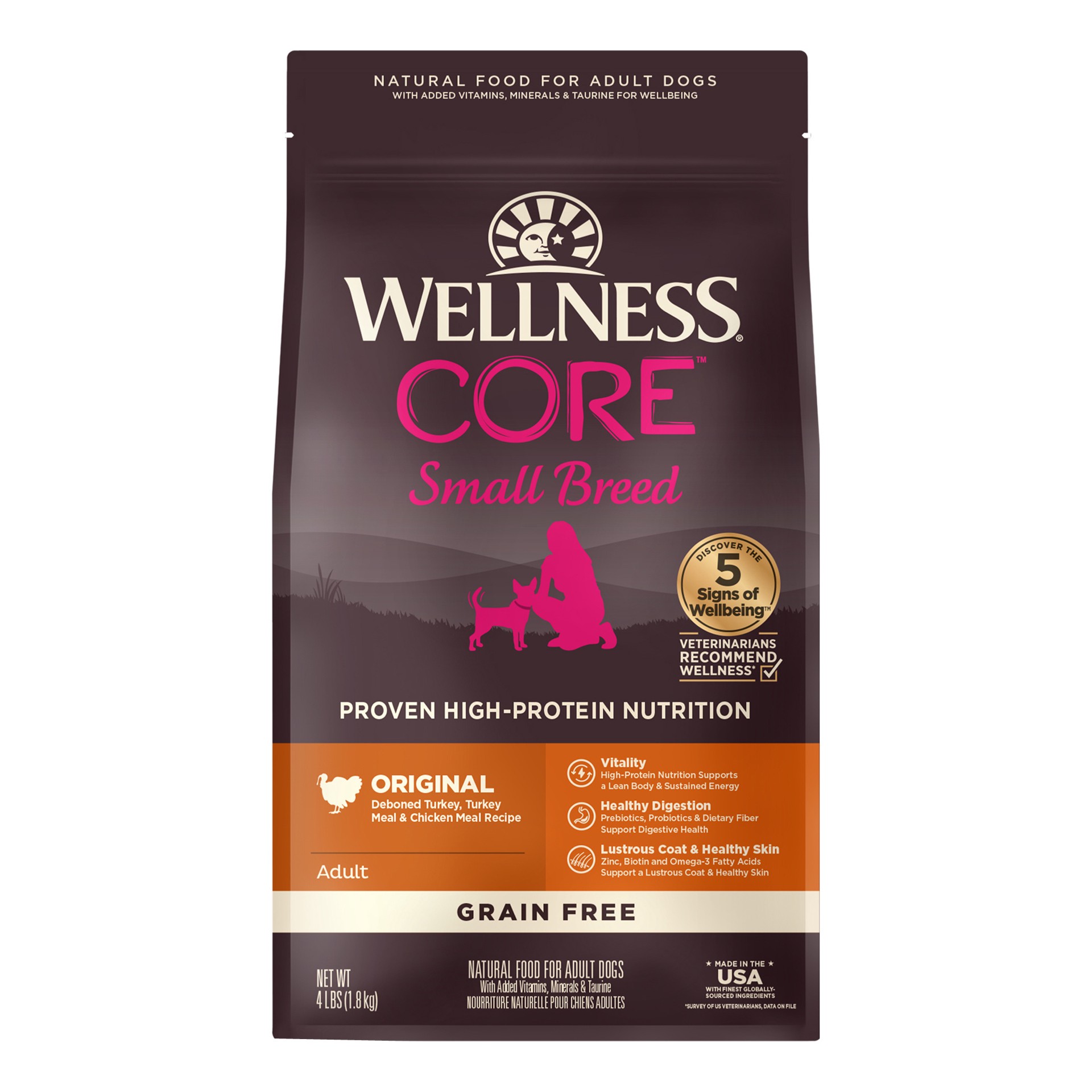 slide 1 of 5, Wellness CORE Natural Grain Free Dry Dog Food, Small Breed, 4-Pound Bag, 1 ct