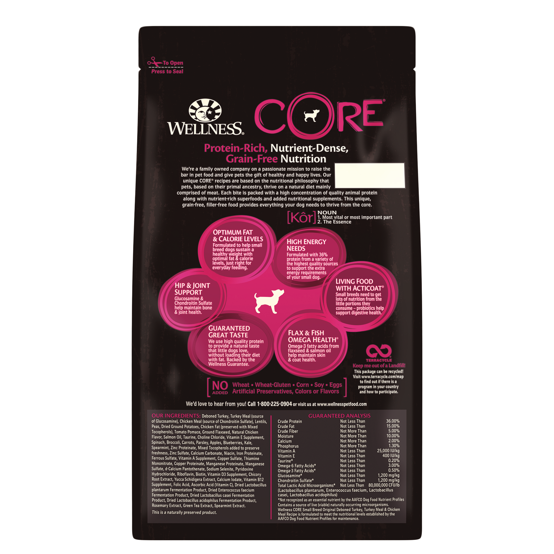 slide 5 of 5, Wellness CORE Natural Grain Free Dry Dog Food, Small Breed, 4-Pound Bag, 1 ct