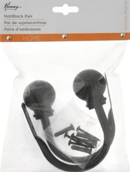 Kenney Decorative Ball Holdbacks for Curtains and Drapes, Black