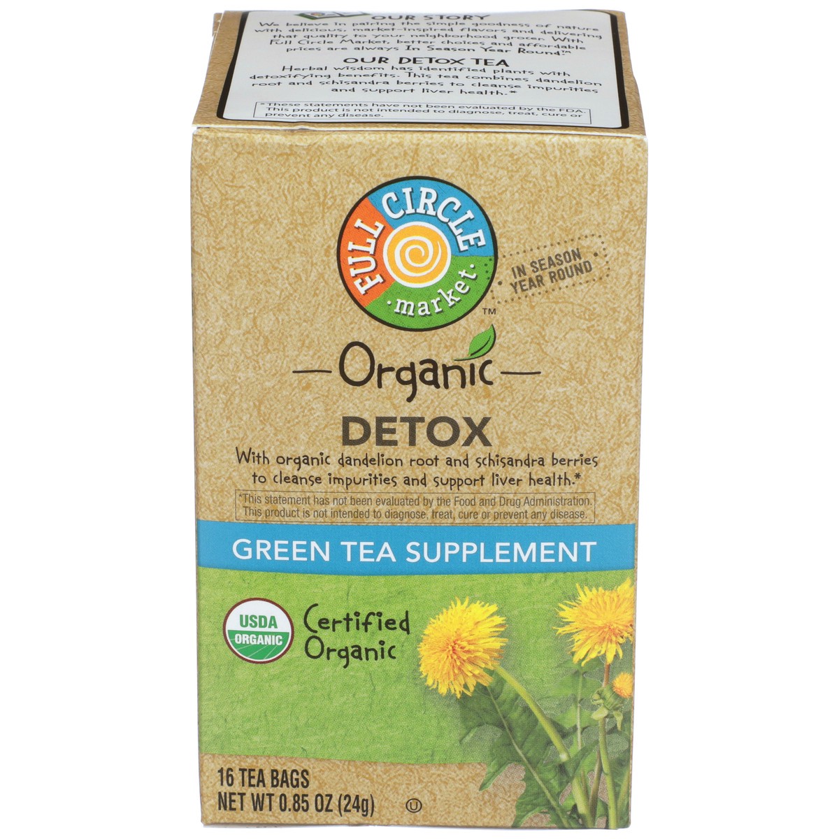 slide 1 of 8, Full Circle Market Tea Bags Functional Detox Organic - 0.85 oz, 16 ct