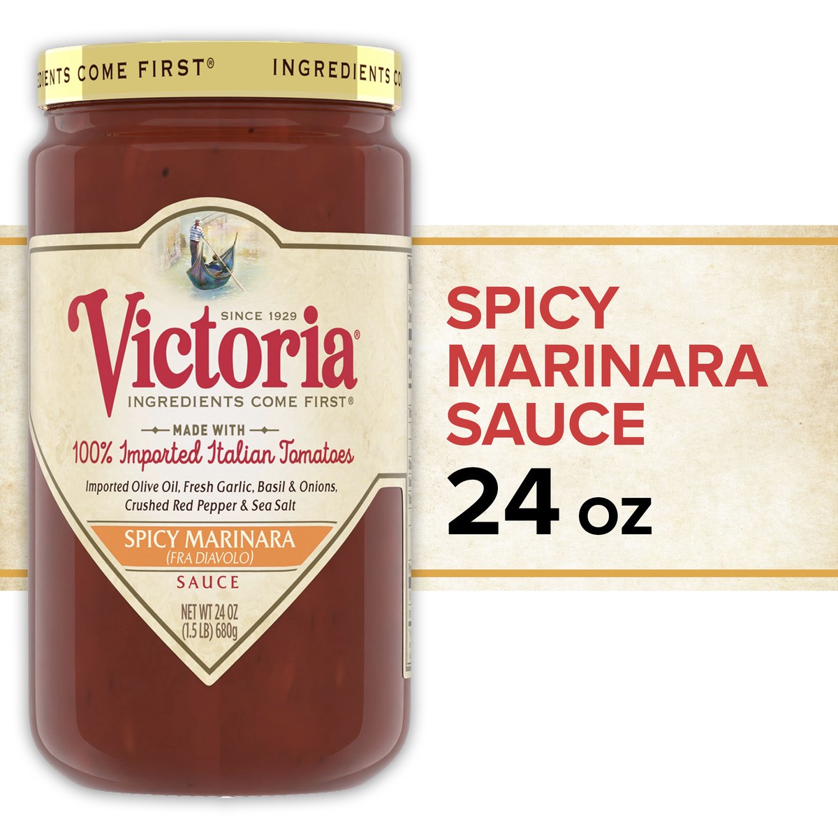 slide 1 of 9, Victoria Spicy Marinara Sauce, 24 oz, 24 oz