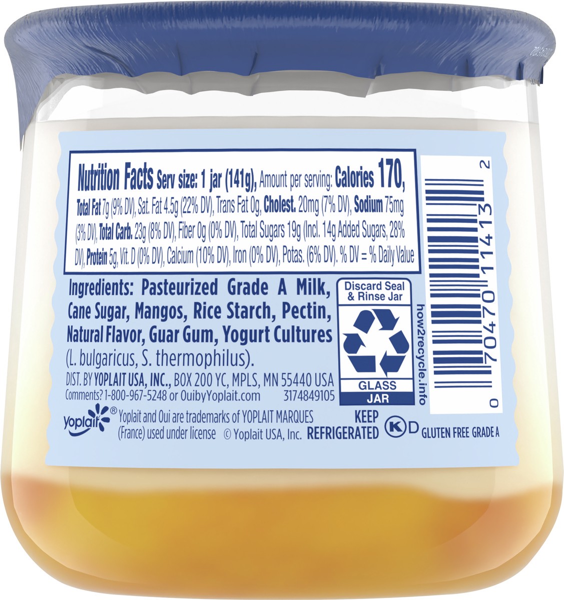 slide 7 of 8, Oui by Yoplait French Style Mango Whole Milk Yogurt, 5 OZ Jar, 5 oz