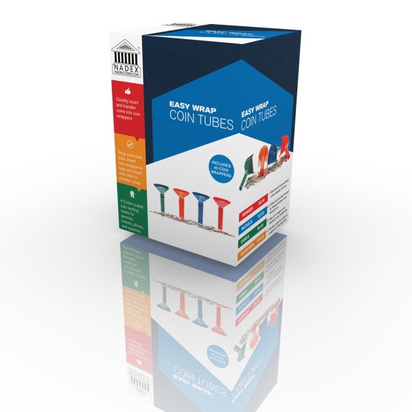 slide 3 of 3, Nadex Easy Wrap Coin Tubes, Assorted Colors, Pack Of 4 Tubes, 4 ct