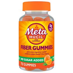 Metamucil Fiber Gummies for Adults, No Sugar Added Orange Flavor, 5g Plant Based Prebiotic Fiber Supplement Blend, 72 Count