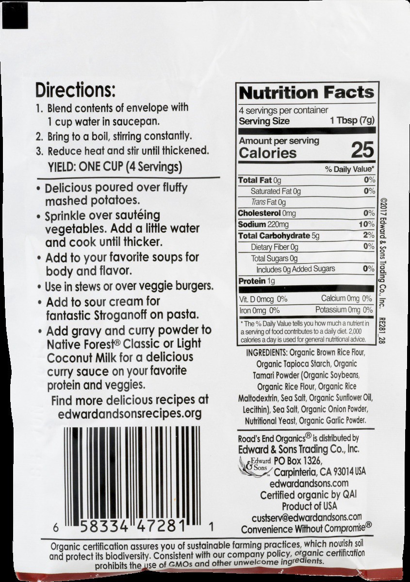 slide 3 of 9, Road's End Organics Quick Gravy Delicious Golden, 1 oz