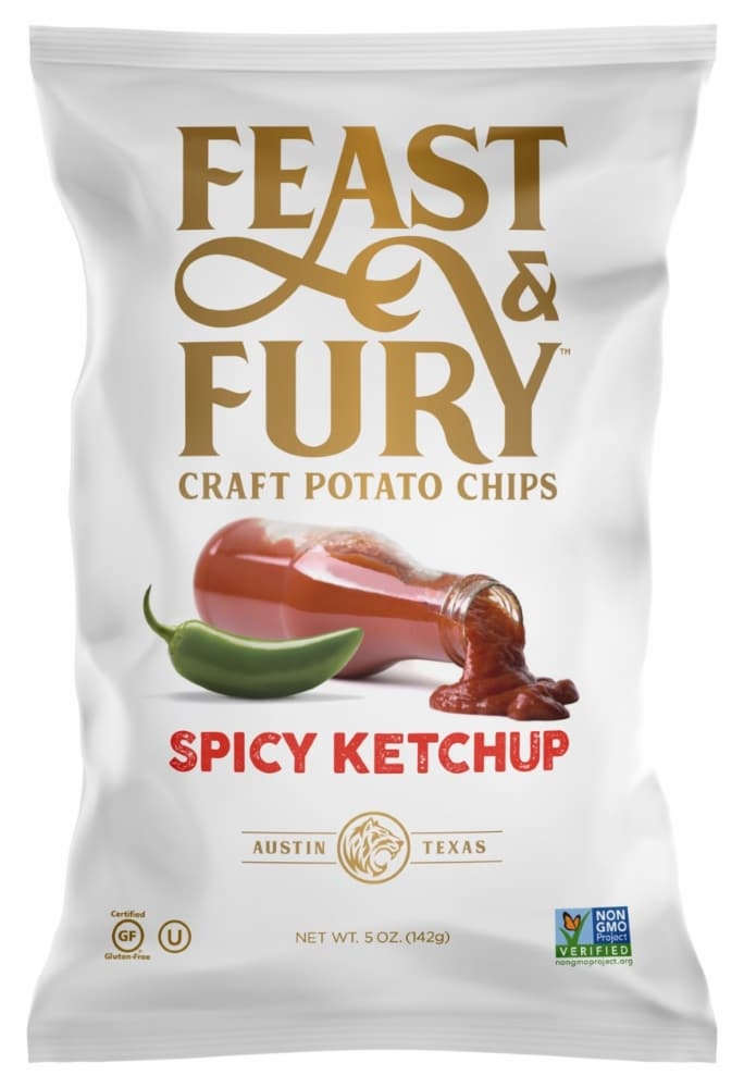 slide 1 of 1, Feast & Fury Feast Fury Spicy Ketchup Craft Potato Chips, 5 oz