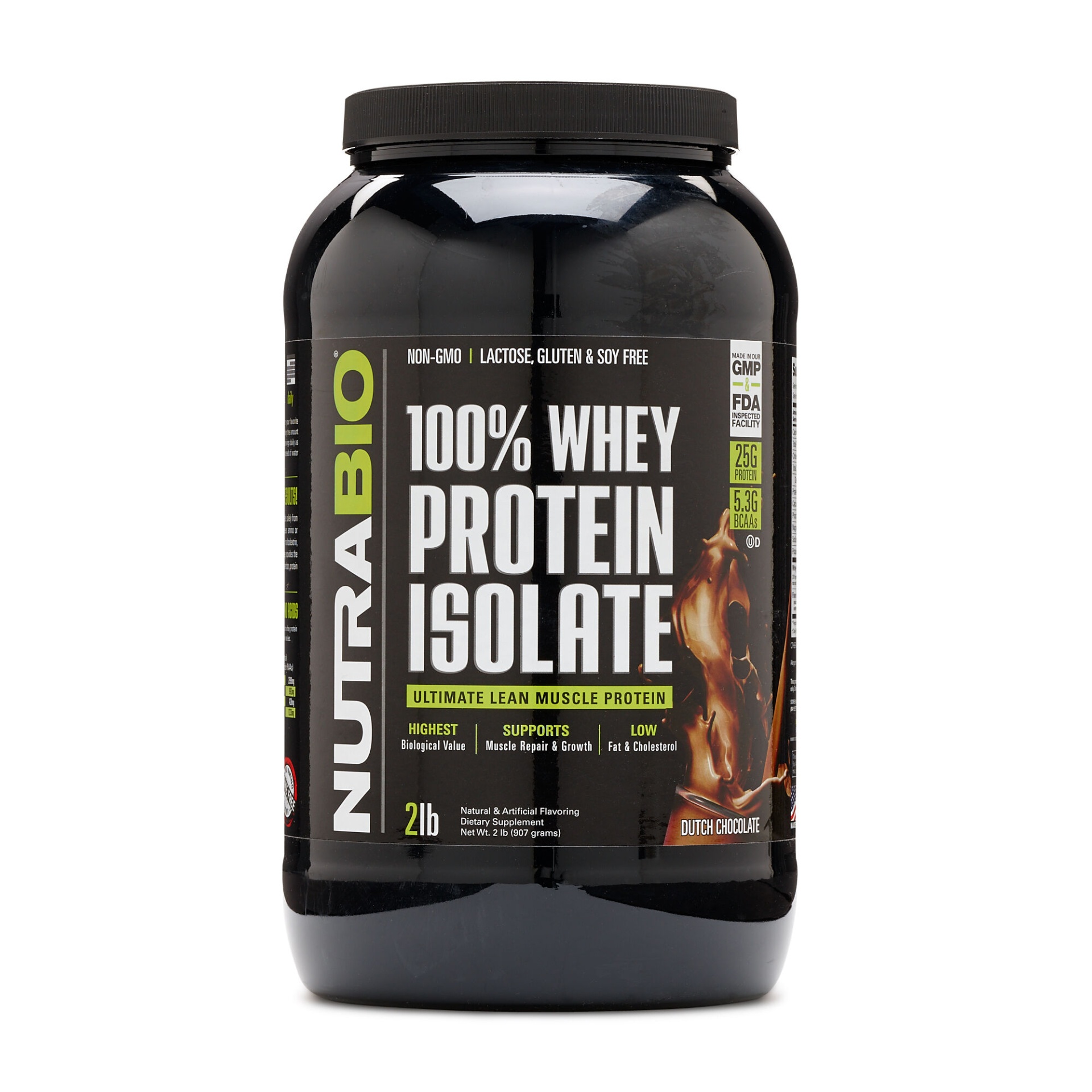 slide 1 of 1, NutraBio 100% Whey Protein Isolate - Dutch Chocolate, 2 lb